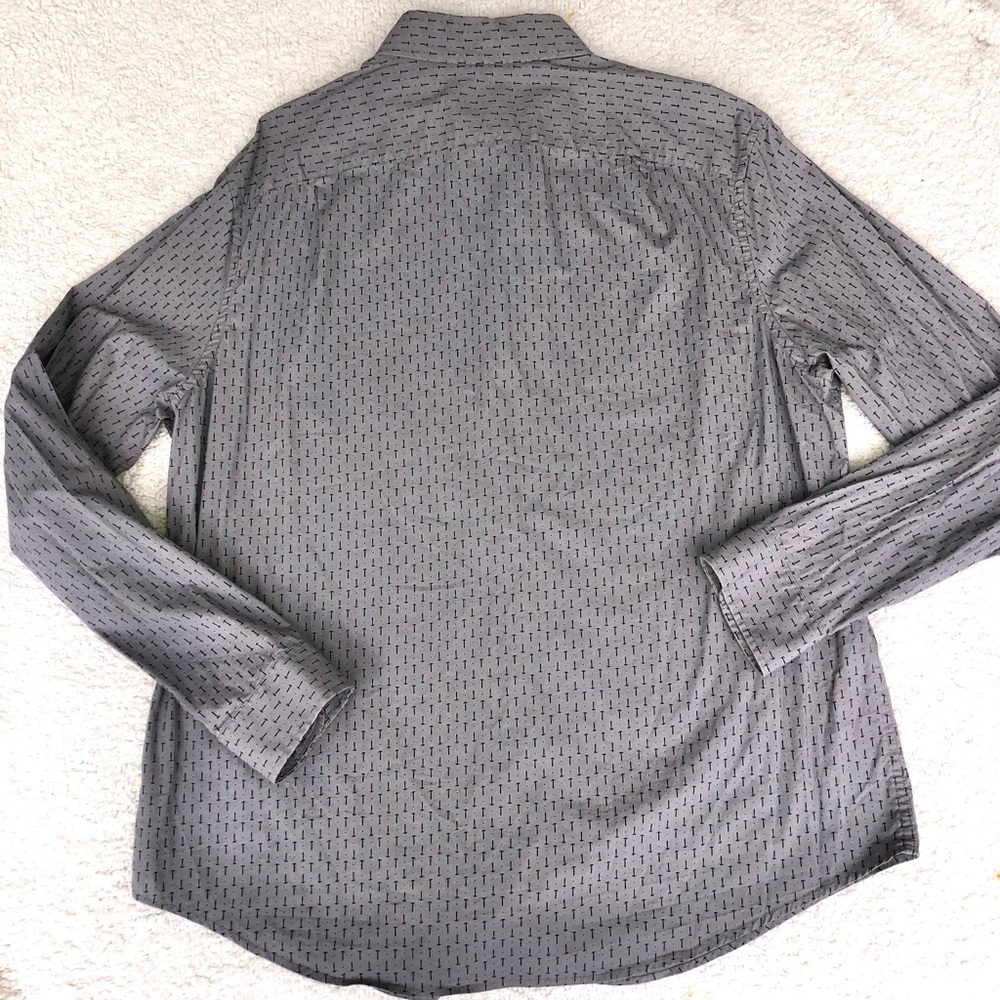 Goodfellow shirt hammer print button down long sleeve men’s XL gray & blue - Picture 4 of 9